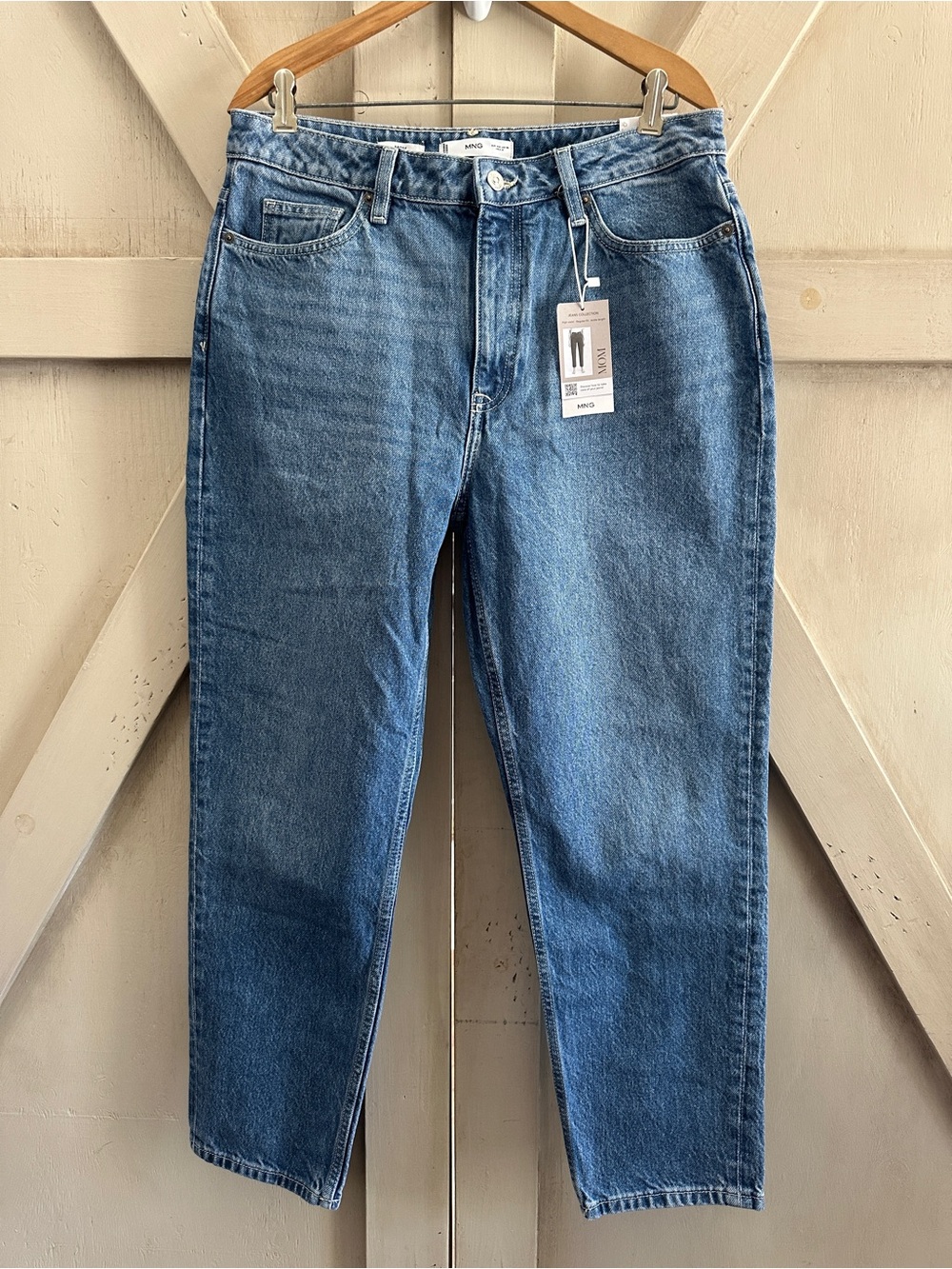 MNG Mango Mom Jeans NWT Size 10 High Rise Ankle Length 100% Cotton Denim